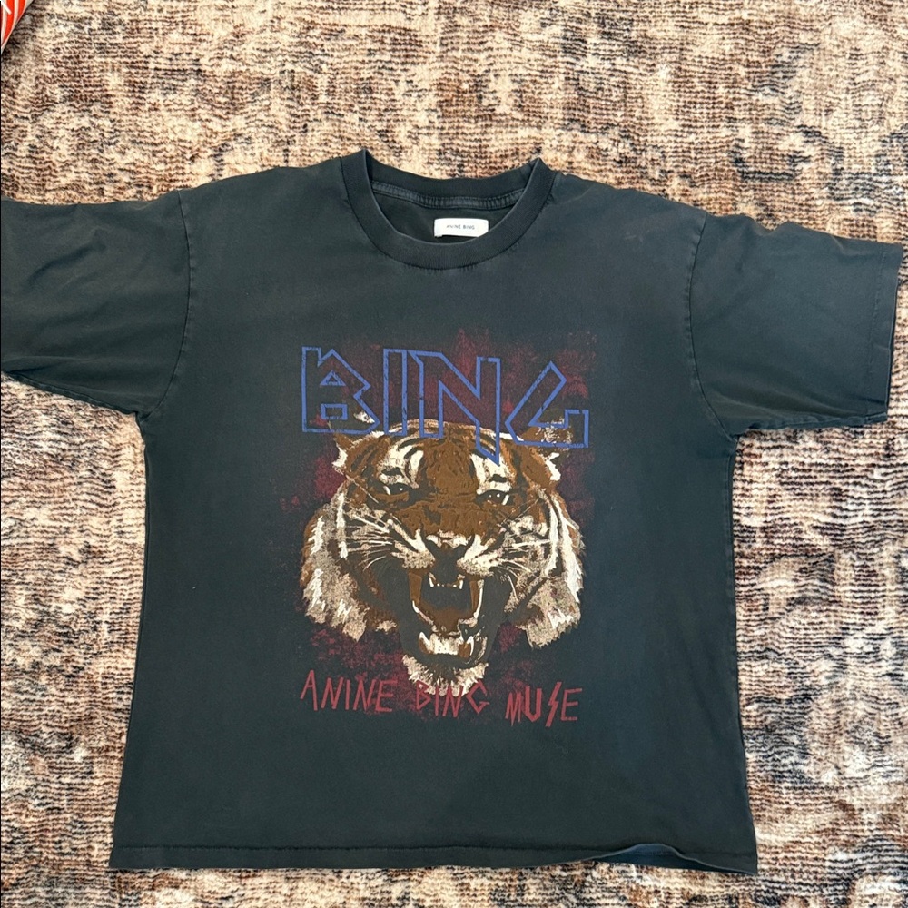 Anine Bing Charcoal Tiger Graphic Tee